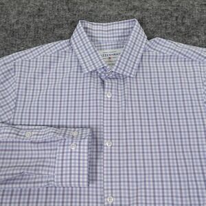 Mizzen+Main Leeward Dress Shirt Mens XXL Blue Check Trim Fit Performance USA